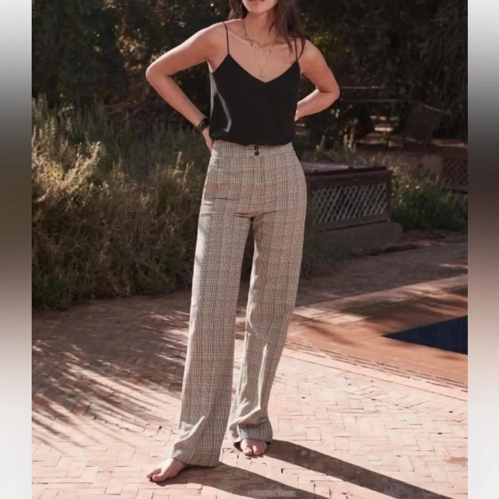 Sezane Marty Gray Plaid Trousers - Picture 4 of 9